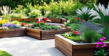 garden design with sleepers and gravel